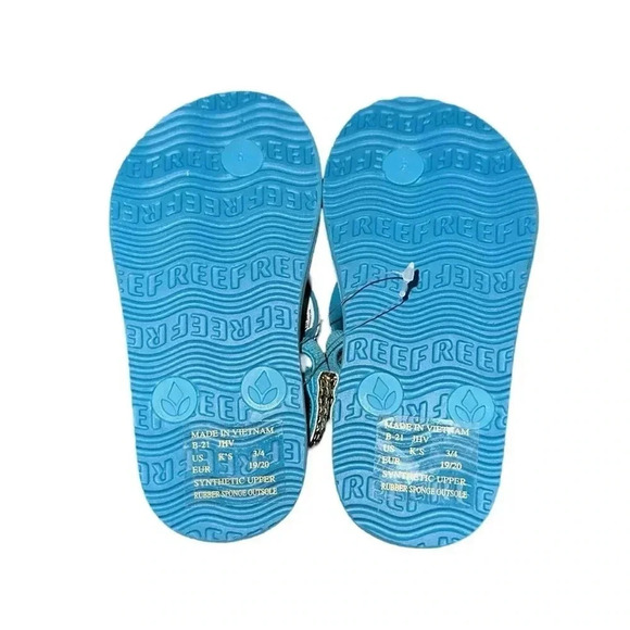 Reef Glitter Turquoise Thong Sandals Size 3/4 - Picture 5 of 5